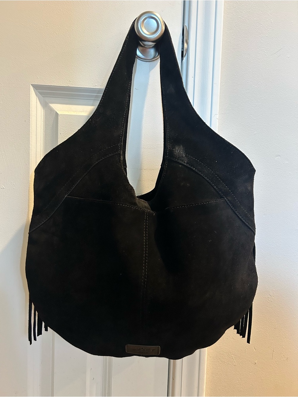🍀(HTF Black!) Lucky Brand Nyra Tote Suede Leather Fringe Shoulder Bag - Picture 5 of 15